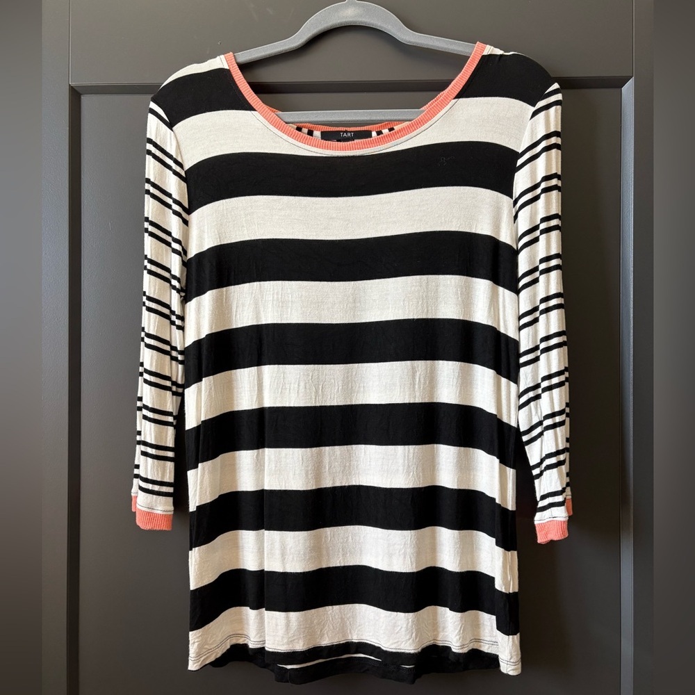 Tart Black and White Striped Long Sleeve Top